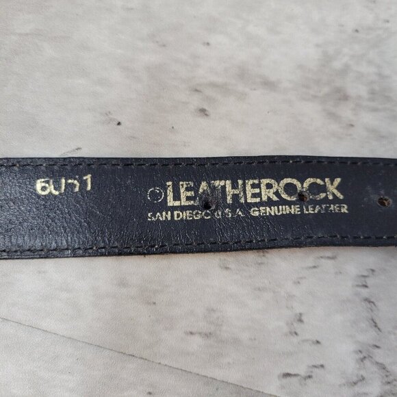 Leather Rock Womens Leather Belt Metal Buckle Studded 27-32 Western Boho 6051 - Picture 7 of 12